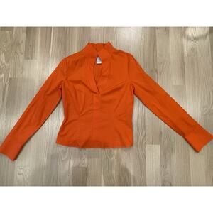 NaraCamicie Women’s Red Orange Shirt Side Zip Exquisitely Sewn Made in Italy EUC